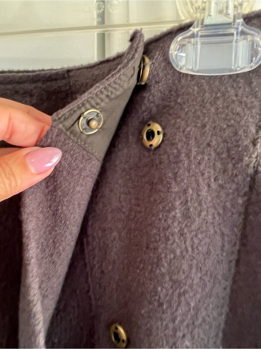 Anthropologie Sparrow Merino Wool Snap Wrap Skirt Dark Brown / Olive SZ S - Picture 7 of 13